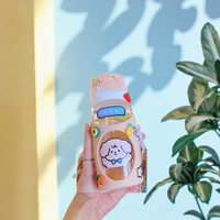 Nueva Taza de Agua con Diseño de Oso de Dibujos Animados, Linda y Moderna para Estudiantes, Portátil, Ecológica, con Pajita para Beber Directo, Vasos de Plástico