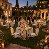 Table de mariage, Chaise de mariage en métal, Table à gâteau avec plateau en verre, Mobilier d'événement, Mobilier de location pour fêtes, Style toscan