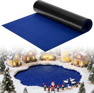 Tapis de Présentation de Village de Noël en Feutre, Découpable, Antidérapant, Bleu, pour Décorations de Noël DIY - Product Image 1