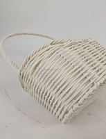 Panier en rotin PE fabriqué en usine, 25x16xH33cm, avec poignée, en forme de bateau, pour rangement et panier cadeau de fêtes, taille unique