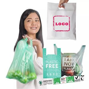 Écologique à base de plantes matériau pla pbat t-shirt <span class=keywords><strong>bio</strong></span> dégradable compostable shopping bolsas biodégradable épicerie sac en plastique - Product Image 1