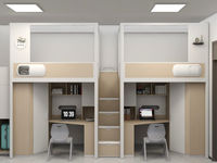 Lit superposé en bois et acier pour dortoir étudiant, gain de place, avec bureau et armoire, mobilier scolaire, lit mezzanine