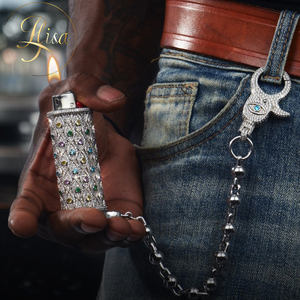 Pendentif étui à briquet Hip Hop en argent 925, serti de diamants VVS et de moissanite, testé au diamant, avec chaîne portefeuille, pour homme, bijoux fins - Product Image 2