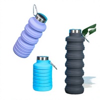 Mug de voyage pliable en silicone de qualité alimentaire 500 ml, extensible, avec mousqueton intégré, design moderne