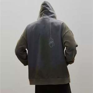 Sudaderas con capucha de hombre con logotipo personalizado Sudaderas con capucha de diamantes de imitación de diseñador lavados Vintage para hombre - Product Image 4