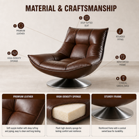 Fauteuil paresseux en cuir moderne en forme de coquille d'œuf, rotatif, fait main, utilisable pour se coucher et dormir, pour l'extérieur et la chambre