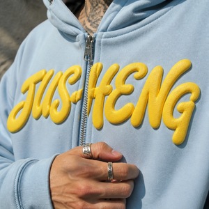 Conjunto de Sudadera con Capucha Estilo Hip Hop Personalizada, Algodón Grueso, Apliques Bordados, Corte Holgado, Ropa Urbana Retro para Hombre, Dos Piezas - Product Image 3