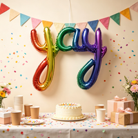 Ballon en Mylar à lettres cursives 'Yay' effet arc-en-ciel pour décoration de toile de fond d'anniversaire d'enfants et fournitures de fête de baby shower