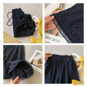 <span class=keywords><strong>Pantalon</strong></span> court d'été respirant en lin/coton pour <span class=keywords><strong>femme</strong></span>, coupe large, taille mi-haute, ourlet ajouré, léger, idéal pour la vente en gros - Product Image 4
