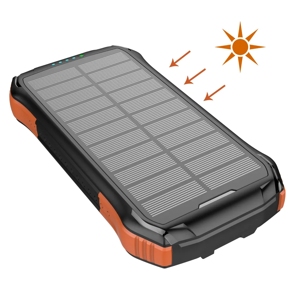 Amazon Hot 20000mah Power Bank Wireless Portable Outdoor Solar Bank Power Phone Charger Dual Usb External Battery Power Bank