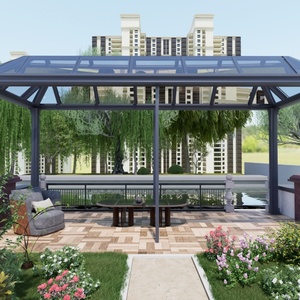 Serre en verre préfabriquée de conception moderne avec structure en aluminium et <span class=keywords><strong>toit</strong></span> <span class=keywords><strong>plat</strong></span> pour <span class=keywords><strong>jardin</strong></span> et serre - Product Image 4