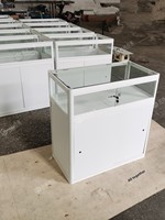 Vitrine pliante portable en alliage d'aluminium blanc pour salons professionnels, expositions, bijoux, art, porcelaine, à ouverture intérieure