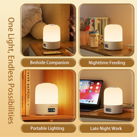 Lampe de chevet LED pour chambre à coucher, avec horloge, trois températures de couleur, rechargeable, pour protéger les yeux