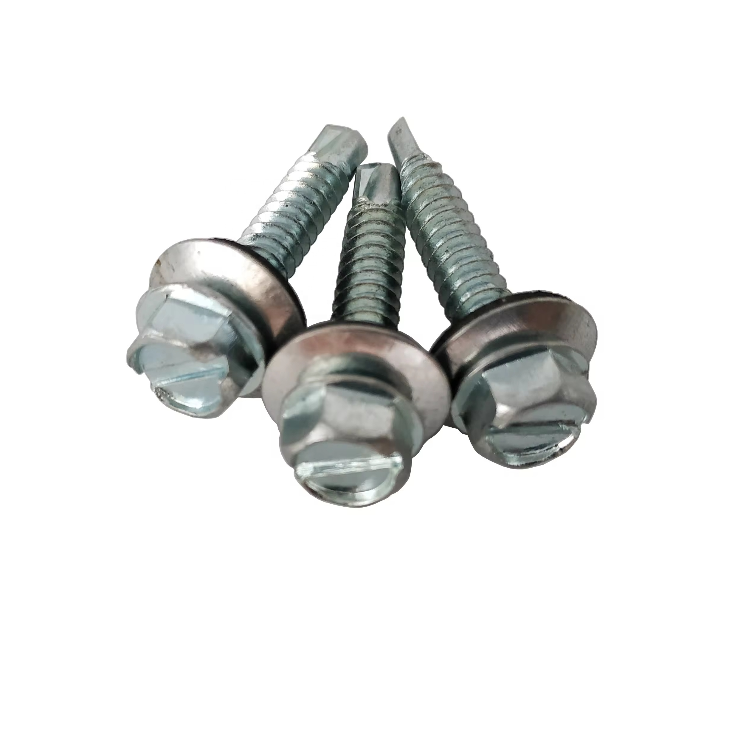 Self-Drilling Screws Manufacture Zinc Plating Slotted Hex Head Self Drilling Construction Screws SDS with EPDM washer