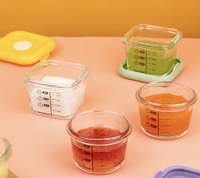 Pots de nourriture pour bébé en verre de 4oz avec couvercle en silicone bocaux en verre borosilicate portable de qualité alimentaire