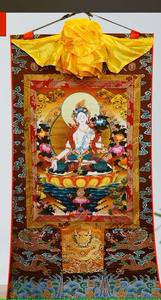 Thangka original traditionnel peint à la main, 12 couleurs, pigments minéraux, Lotus Master Heart, peintures décoratives sur toile, Zhan Bala - Product Image 4