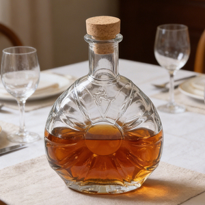 Botella de Vidrio Personalizada Premium para Whisky, <span class=keywords><strong>Vodka</strong></span> o Vino, Cuadrada, Plana, Reutilizable, con Impresión Serigrafiada XO - Product Image 4