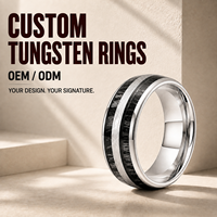 Bague en carbure de tungstène noir personnalisée avec incrustation pour homme, bande argentée brossée, alliance confortable, bague de fiançailles pour homme, vente en gros