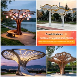 Gazebo Moderno de Acero Inoxidable Personalizado, Escultura Casual de Gran Tamaño con Forma de Árbol, Arco Decorativo para Jardín, Terraza o Villa - Product Image 3