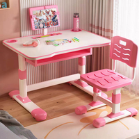 Nouvel Ensemble Bureau et Chaise d'Étude Réglable en Hauteur pour Enfants, Meuble de Maison avec Étagère pour Usage Scolaire