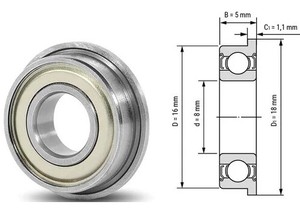 Подшипник шариковый миниатюрный фланцевый F688ZZ 8x16x5 мм - Product Image 4
