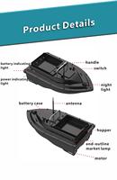 Bateau d'appât de pêche RC à haute efficacité avec double antenne 3 veilleuses détecteur de poisson à portée de 500m pour la pêche à la carpe