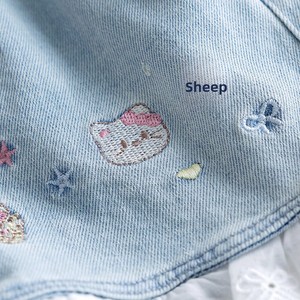 Shorts en jean brodés à motif dessin animé pour filles, style coréen, taille mi-haute, décontracté d'été pour enfants - Product Image 5