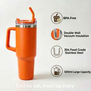 Botella de agua aislada de acero inoxidable de 1200 ml, vaso de viaje con asa portátil para uso en el hogar, oficina, deportes al aire libre - Product Image 3