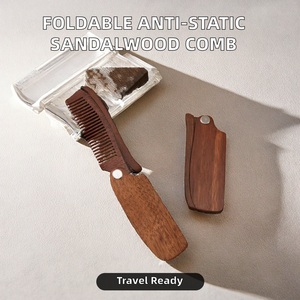Peine para Cabello Láser Antiestático Portátil para Hombre, Clásico de Madera de Sándalo Amoora, Plegable, Multiusos, para Uso en Casa o Salón - Product Image 1