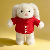 Peluche de lapin aux oreilles tombantes douce avec trois pulls tricotés, rembourrage en coton PP, jouet anti-stress de Pâques pour tous les âges