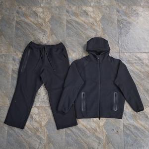 Set di tuta invernale in cotone pile <span class=keywords><strong>con</strong></span> Logo personalizzato pantaloni larghi taglie forti e felpa <span class=keywords><strong>con</strong></span> <span class=keywords><strong>cappuccio</strong></span> a due pezzi <span class=keywords><strong>con</strong></span> cerniera stampata - Product Image 3