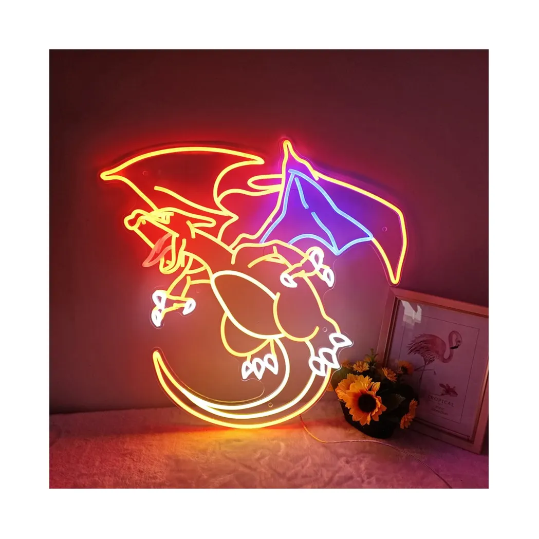 Özel charianime Anime Logo masaüstü oyun odası dekor için Led Neon burcu kişiselleştirilmiş doğum günü hediyeleri ejderha neon Light Up mektuplar