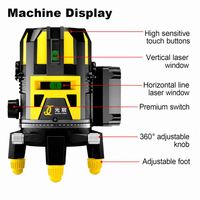 Niveau laser vert super lumineux OEM à 5 lignes, auto-nivelant, avec point de plomb pour la construction