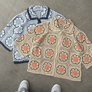 T-shirt pour homme DiZNEW 2025, motif crocheté, tricot à manches courtes, tissu de haute qualité, tissé à la main, t-shirt pour homme - Product Image 2