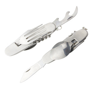 Set di posate pieghevoli 6 in 1 per campeggio, coltello, forchetta, cucchiaio, cubiertos, strumenti da pranzo per picnic e viaggi all'aperto - Product Image 1