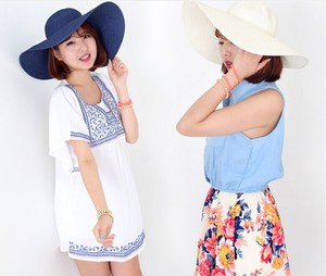 <strong>Summer</strong> Fashion Floppy Straw <strong>Hats</strong> Casual Vacation Travel Wide Brimmed Sun <strong>Hats</strong> Foldable Beach <strong>Hats</strong> <strong>for</strong> <strong>Women</strong> With Big Heads - Product Image 2