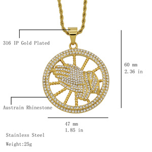 Hip Hop glacé CZ prière <span class=keywords><strong>main</strong></span> religieux étanche Non ternir acier inoxydable mode bijoux pendentif colliers hommes <span class=keywords><strong>en</strong></span> gros - Product Image 2