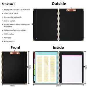 Myway Chất lượng cao biểu tượng tùy chỉnh tông có thể gập lại clip Folio Board A4 Kích thước clipboard với lưu trữ đàn hồi đóng cửa và bút vòng lặp - Product Image 2