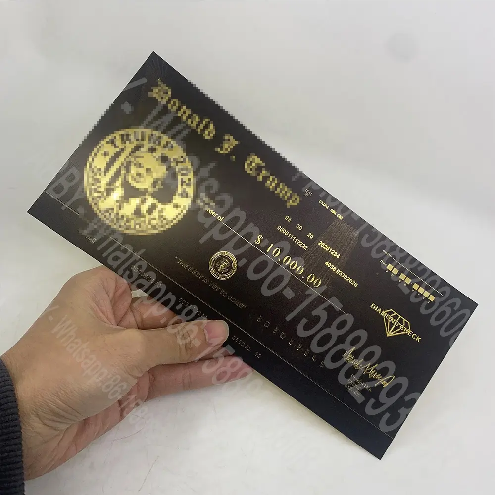 Heißer Verkauf Prop Geld Gold Schwarz Folie Banknote TRB Golden Plastic Check Cards American Gold Bill Banknoten Dollars für die Sammlung