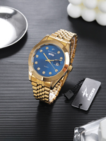 Reloj de Cuarzo Clásico con Caja de Aleación, Correa de Acero Inoxidable, Diseño Retro Dorado de 22K, Cristal, Manecillas, Tendencia de Moda para Hombre, Diamantes, 41MM