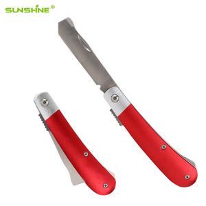 Couteau de camping léger en acier inoxydable SUNSHINE, manche en aluminium rouge, pliable, outil de jardinage, élagage de bonsaï, greffage - Product Image 1