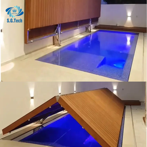 Cubierta Plegable para <span class=keywords><strong>Piscina</strong></span> Water Crown SGS03 con Acero Inoxidable y Madera, a Prueba de Polvo, Impermeable, Fácil de Guardar - Product Image 2