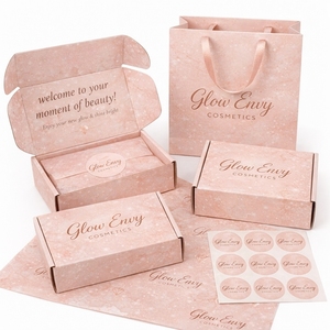 Cosmetics Packing <strong>Pink</strong> Shipping <strong>Boxes</strong> Custom Mailer Corrugated Paper Luxury <strong>Gift</strong> Box and Bag Sets Packaging for Small Business - Product Image 1
