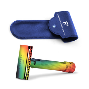 Maquinilla de afeitar de seguridad de doble cabeza de hoja doble dorada clásica para hombres Herramienta de aseo de acero inoxidable - Product Image 5