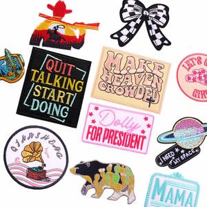 Écussons personnalisés avec logo brodé, style western cowgirl, à thermocoller, badges et appliques brodées pour vêtements et chapeaux - Product Image 1