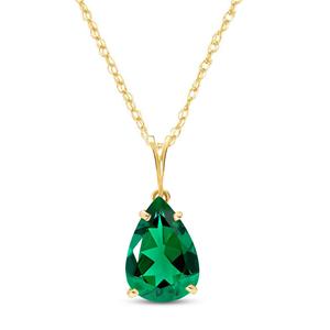 Custom 14K Solid Yellow Gold Necklace With Pear Shape 3ct High Polished Emerald Grade AAA LAB grown gemstone Jewelry - Product Image 1