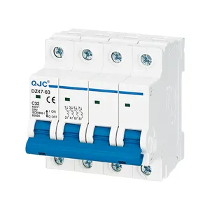 QJC DZ47-63 MCB disyuntor 4P 6/10/16/20/25/32/40/50/63 amp ac dc electrical mini miniature circuit breakers