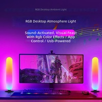 Lot de 2 lampes de jeu intelligentes RGB, contrôle vocal par application, 16 millions de couleurs, synchronisation musicale LED, lumière d'ambiance sur pied à intensité variable