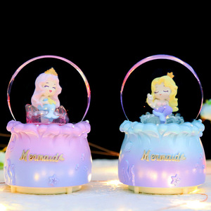 Caja de música con forma de bola de cristal de princesa sirena, estilo INS, creativa, con diseño de sirena del océano, regalo de cumpleaños para niñas. - Product Image 3