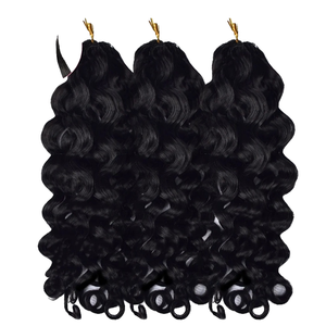 Expédition rapide, livraison immédiate : Tresses au crochet bouclées italiennes RXHair, 100% cheveux humains vierges, noir naturel, pré-bouclées, 24 pouces, souples, qualité salon. - Product Image 1